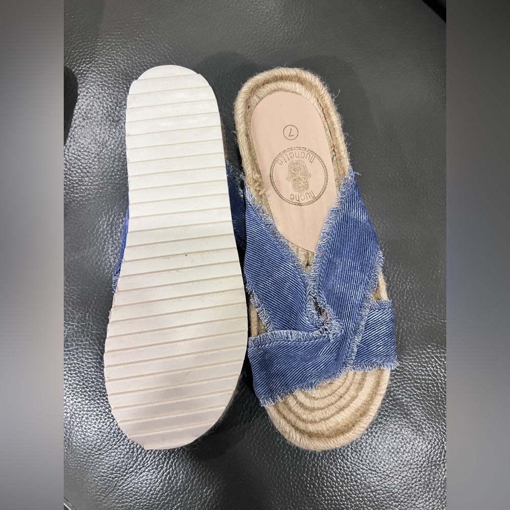 Blue Platform Espadrille Sandals